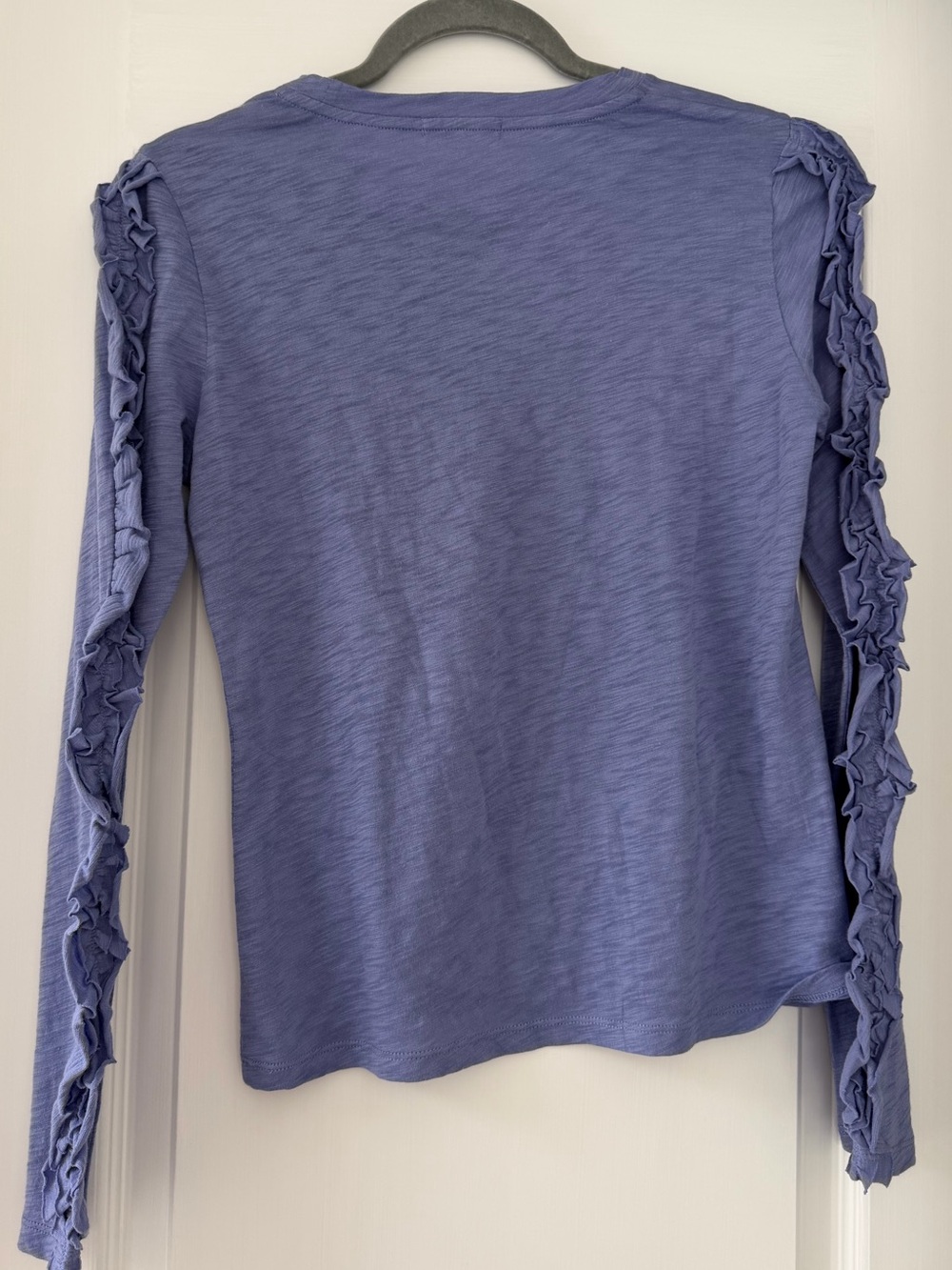 Goldie Lewinter Lavender Ruffle Sleeve Slub Knit Long Sleeve Tee S Cotton Peru - Picture 3 of 5